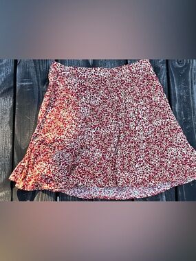 Reformation White Skirt with Red Floral Print